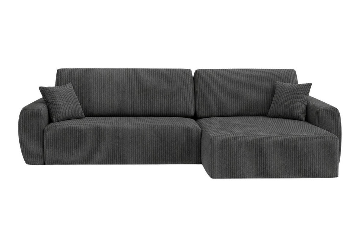ECKSOFA Mit Schlaffunktion, Ariel XL, Cordstoff, Stoff Poso, Grau, Rechts - Grau, Holz (280/142cm) - Kaiser Möbel