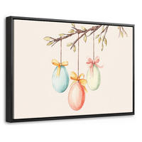 LEINWAND Bilder mit Rahmen - Osterkuchen - Schleife - Eier - 30x20 - Creme, Textil (30/20cm) - MuchoWow