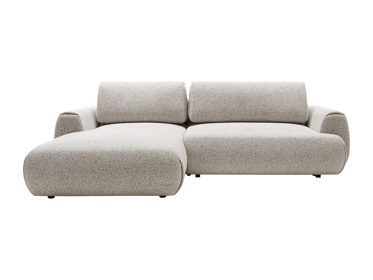 ECKSOFA mit Schlaffunktion - Ecke links - melierter Stoff - Grau - MONELIA - Hellgrau, Textil (270/167cm) - Vente-Unique