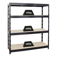 SCHWERLASTREGAL Rhino 180x160x60 cm 4 Spanplatten-Ebenen 16mm Fachlast 500 kg Schwarz - Schwarz, Metall (160/180/60cm) - PROREGAL