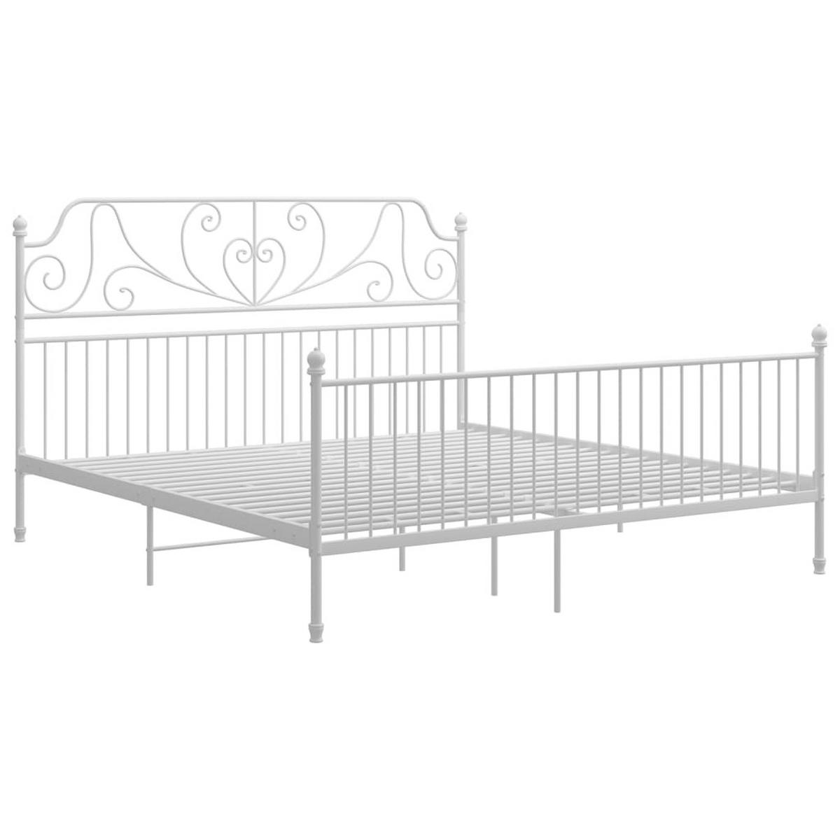 BETTGESTELL Weiss Metall 180/200 Cm - Weiß, Naturmaterialen (180/200cm) - vidaXL