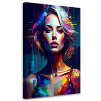 LEINWANDBILD Buntes Porträt einer Frau 70x100cm - Multicolor, Textil (70/100cm) - Feeby