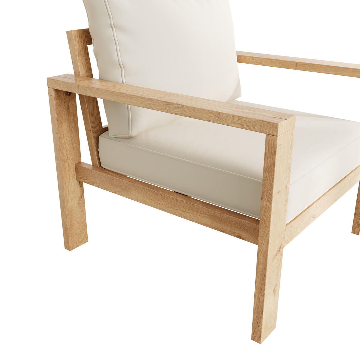 GARTENMÖBEL-SET, 4-6 Personen, Akazienrahmen, Natur/Creme - Creme, Textil - FLIEKS