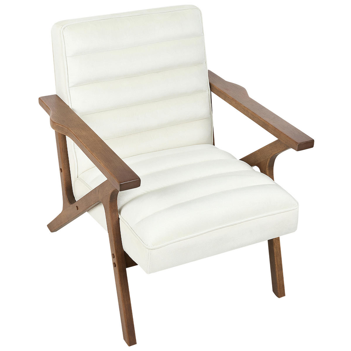 SESSEL Cremeweiß Kisa - Dunkelbraun/Weiß, Textil (74/84/80cm) - Beliani