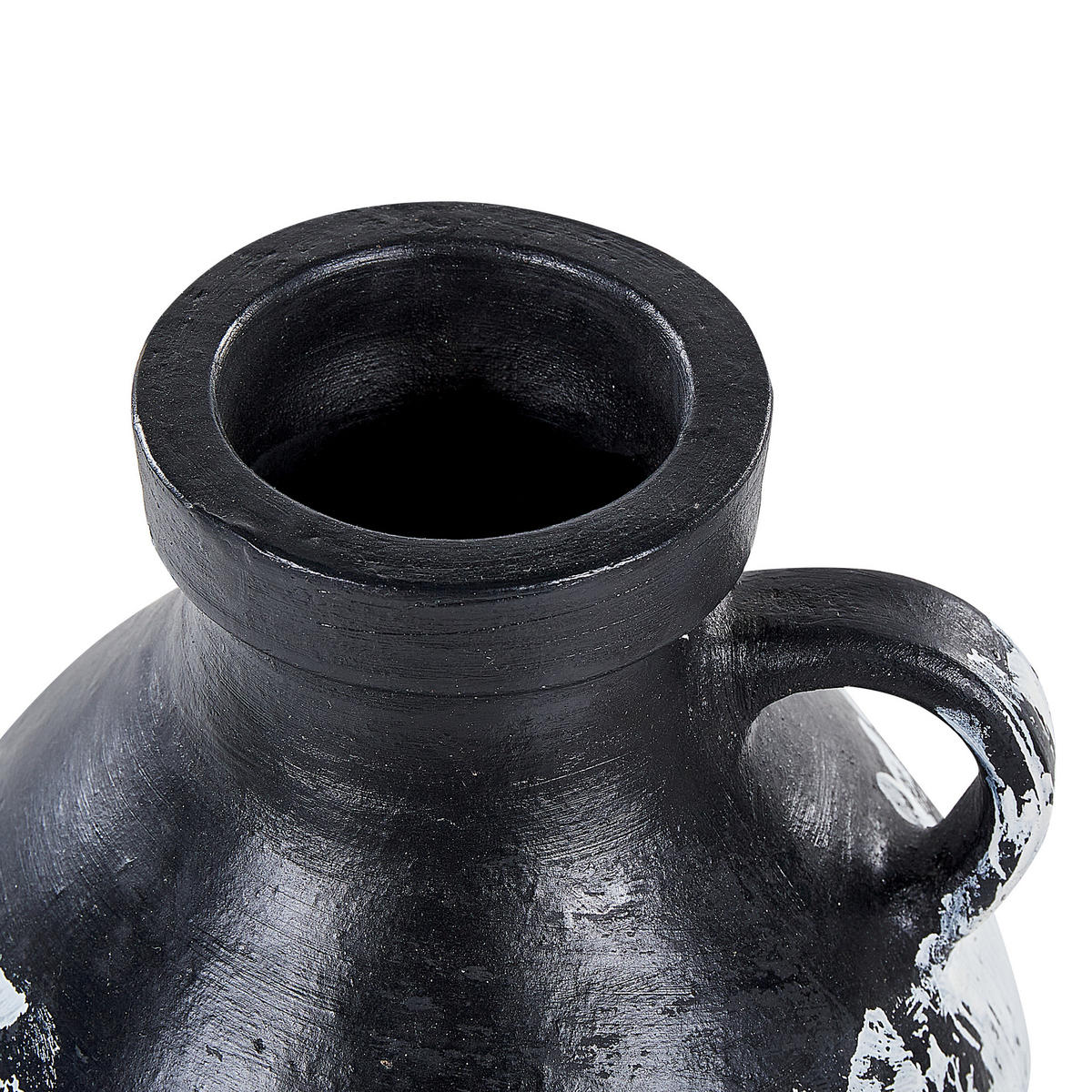DEKOVASE Terrakotta schwarz Massalia - Schwarz, Stein (33cm) - Beliani