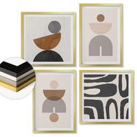 WANDBILDER 4er Set - 50x50 cm & 40x60 cm Goldrahmen - Abstraktes Boho-Design - Goldfarben, Kunststoff (50/50cm) - ArtPrintCave
