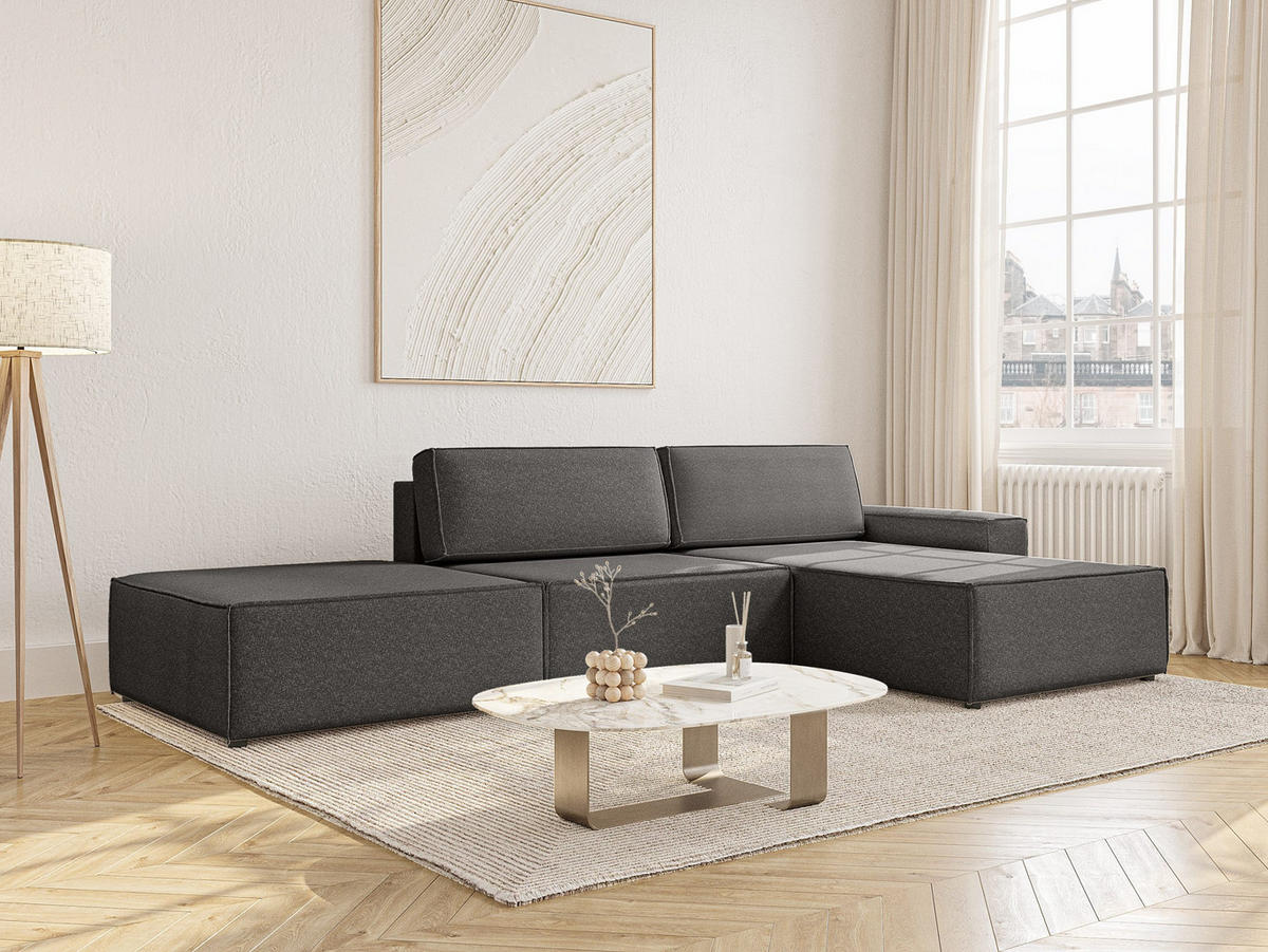 ECKSOFA Lummo Re mit Schlaffunktion, Graphit - Graphitfarben, Textil (323/185cm) - Fedve