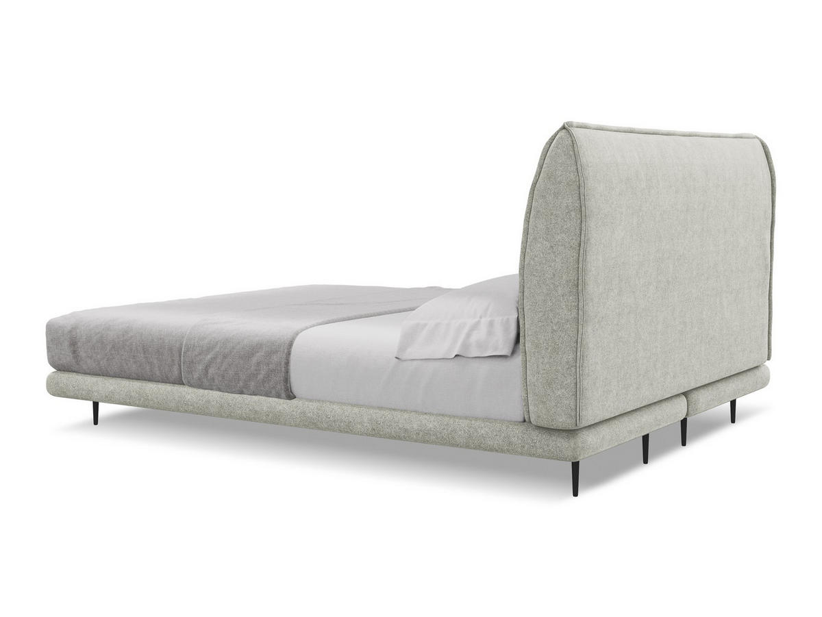 POLSTERBETT Doppelbett mit Matratze Bouclé Stoff Beige - Beige/Schwarz, Textil/Metall (140/200cm) - Makamii