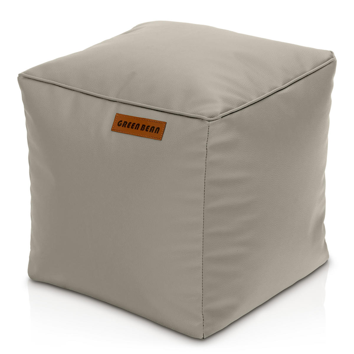 INDOOR HOCKER Cube eckig Kunstleder - Hellbraun, Textil (40/40/40cm) - Green Bean