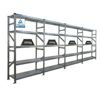 FACHBODENREGAL Proximo Stecksystem 200x480x40cm 5 Ebenen Fachlast 200 kg Beidseitig nutzbar Verzinkt - Silberfarben, Metall (480/200/40cm) - PROREGAL