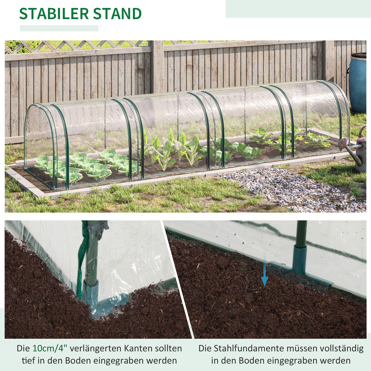 FOLIENGEWÄCHSHAUS, Transparent, Stahlrahmen, PVC - Transparent, Metall (100/80/395cm) - Outsunny