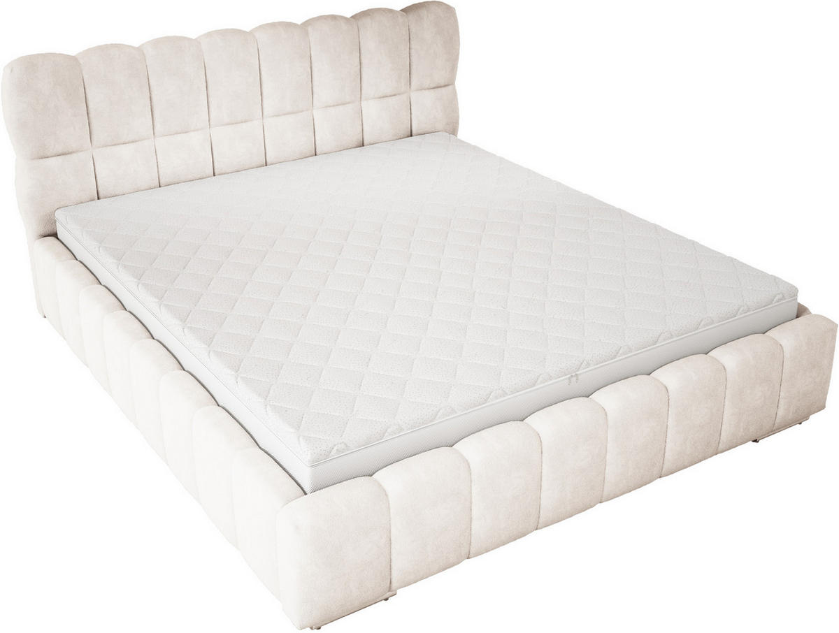 DOPPELBETT 160x200 cm Avilla mit Bettkasten, Lattenrost, Samt, Creme - Creme, Holz/Textil (160/200cm) - Emporius