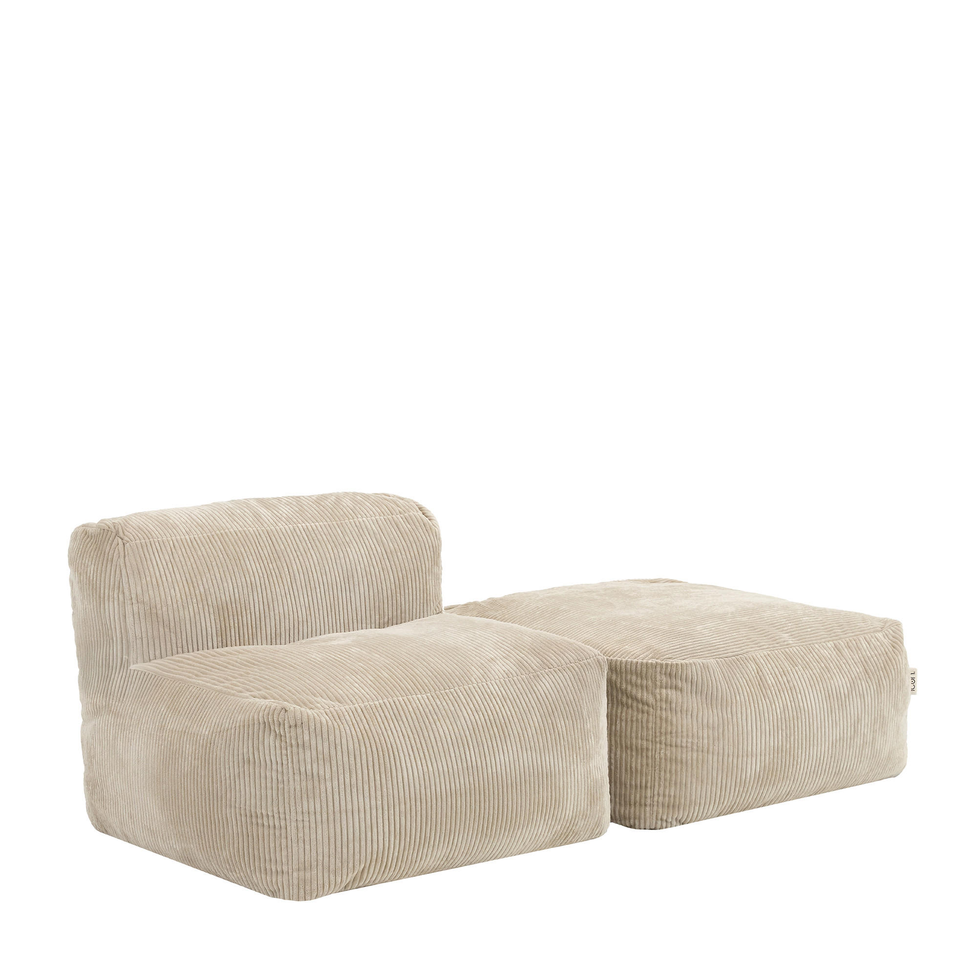 SITZSACK-SOFA 2-tlg.: Ecksessel, Fußstütze - Beige, Textil (550/46/95cm) - icon