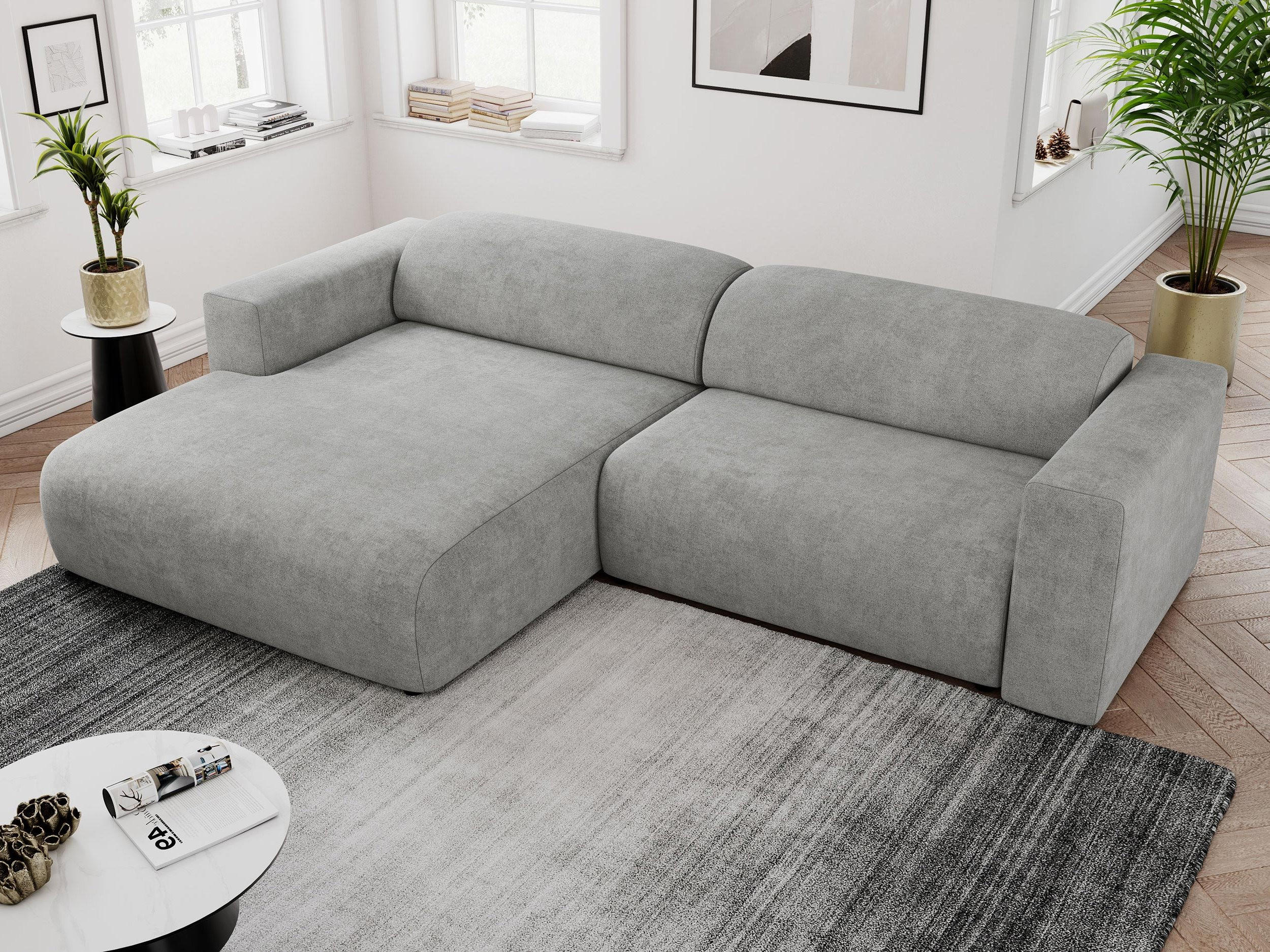 ECKSOFA PASADENA Hellgrau Struktur - Links Seite - Hellgrau/Schwarz, Kunststoff/Textil (288/180cm) - MKS
