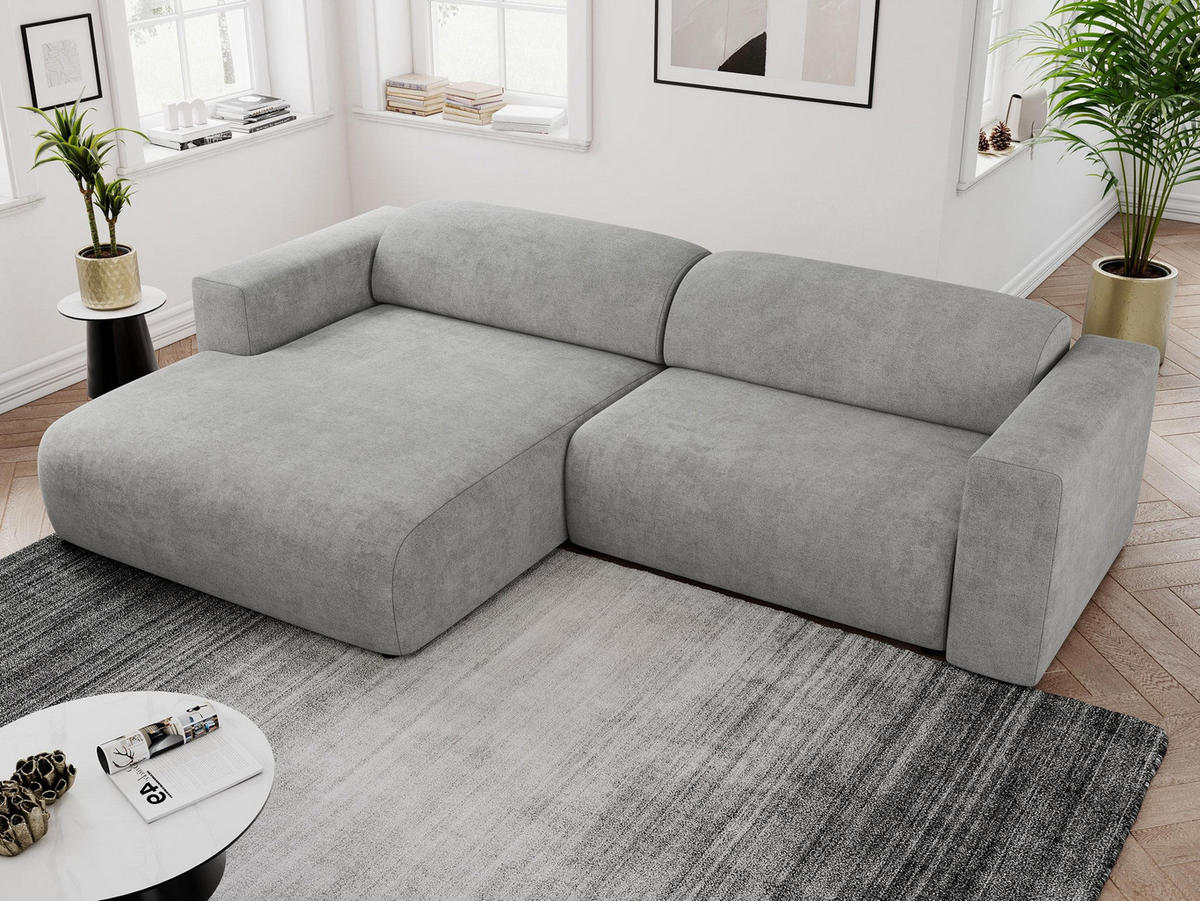 ECKSOFA PASADENA Hellgrau Struktur - Links Seite - Hellgrau/Schwarz, Kunststoff/Textil (288/180cm) - MKS