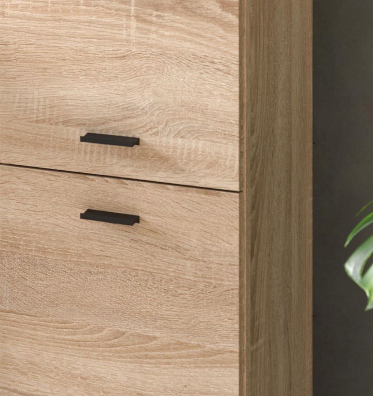 KOMMODE Eiche 30 cm, Badschrank hängend oder stehend - Eichefarben/Schwarz, Holzwerkstoff/Kunststoff (30/80/29cm) - Inn.Furn