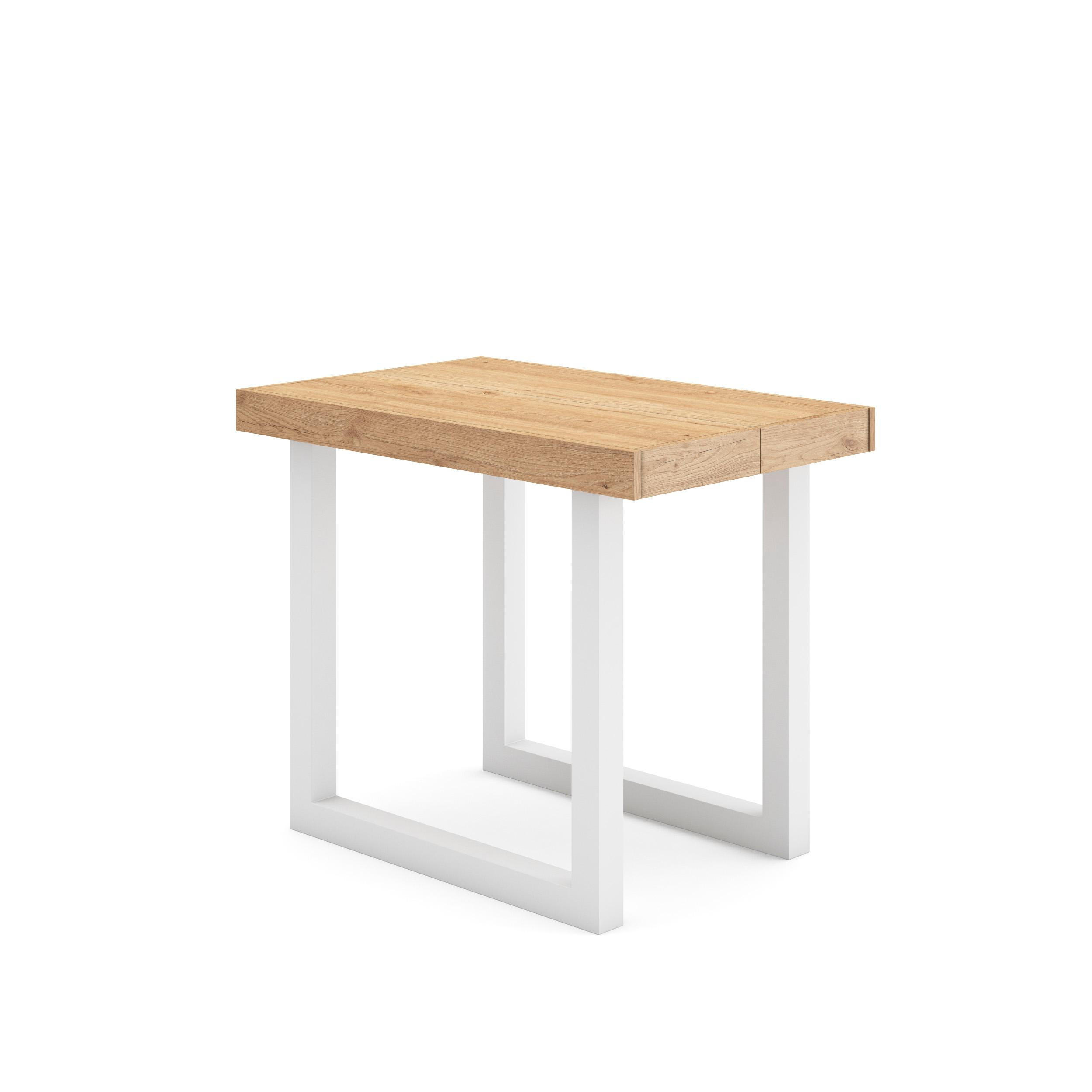 KONSOLENTISCH ausziehbar 58 bis 140cm, für 6 Gäste, eiche weiß, 90/58/73cm - Eichefarben/Weiß, Holzwerkstoff (90/140/73cm) - Skraut Home