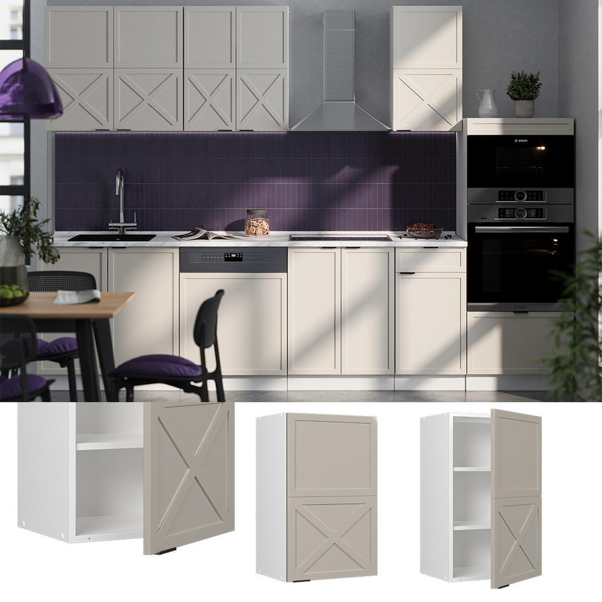 HÄNGESCHRANK Fame-Line GrauBeige 45 cm - Greige/Weiß, Holzwerkstoff (45/72/34.1cm) - Vicco