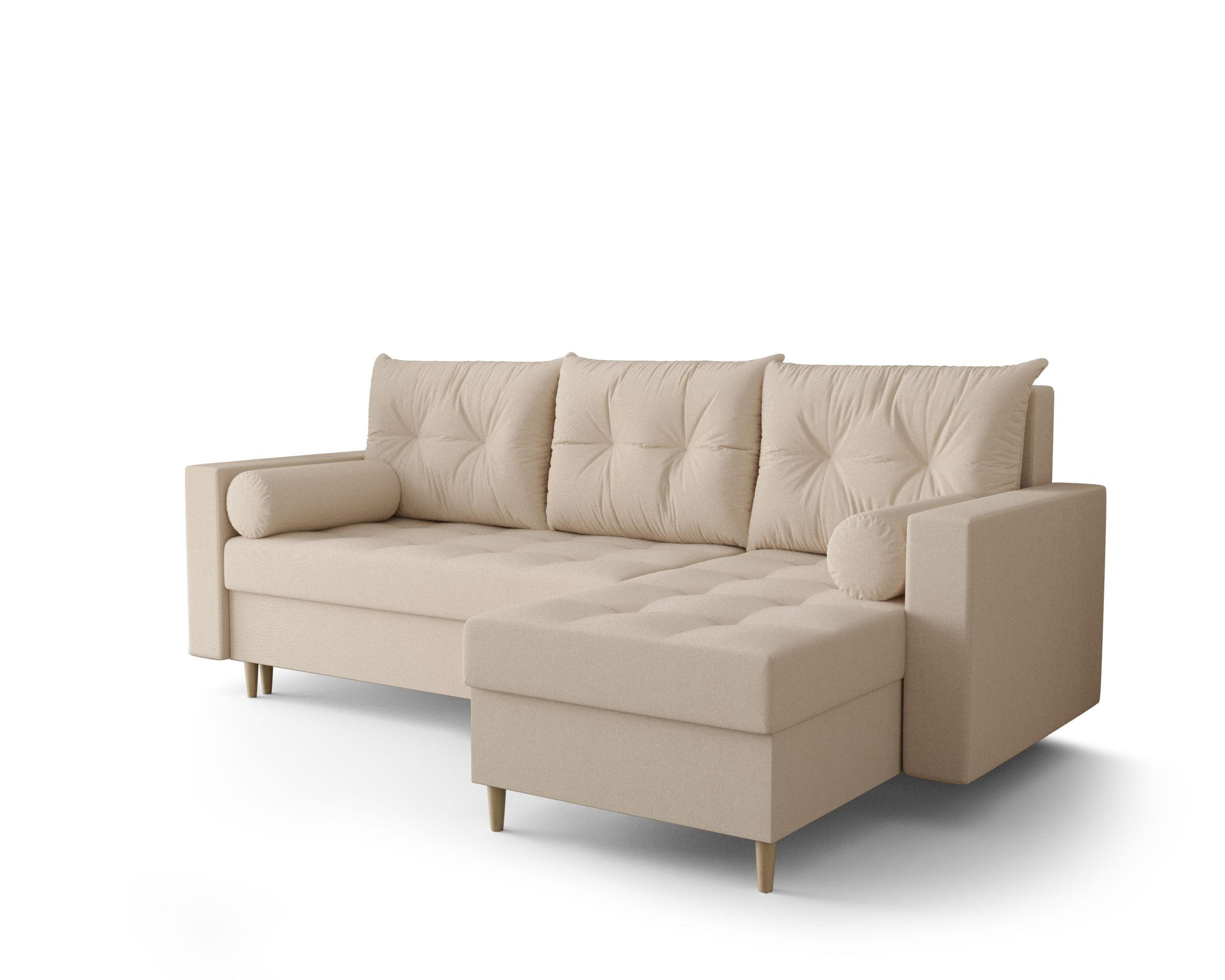 ECKSOFA SKANDI Cosmic 10 Rechts mit Schlaffunktion - Beige, Textil (230/145cm) - Bedante