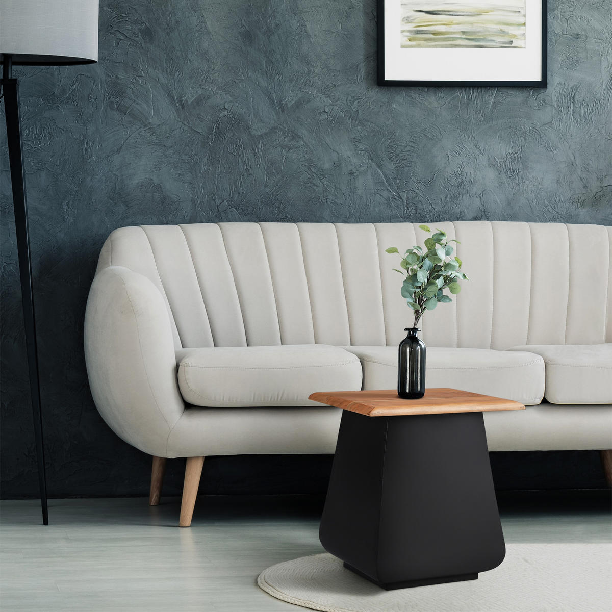 BEISTELLTISCH rechteckig Natur/Schwarz 30/45/30 cm - Schwarz, Metall (30/30/45cm) - WOMO-DESIGN