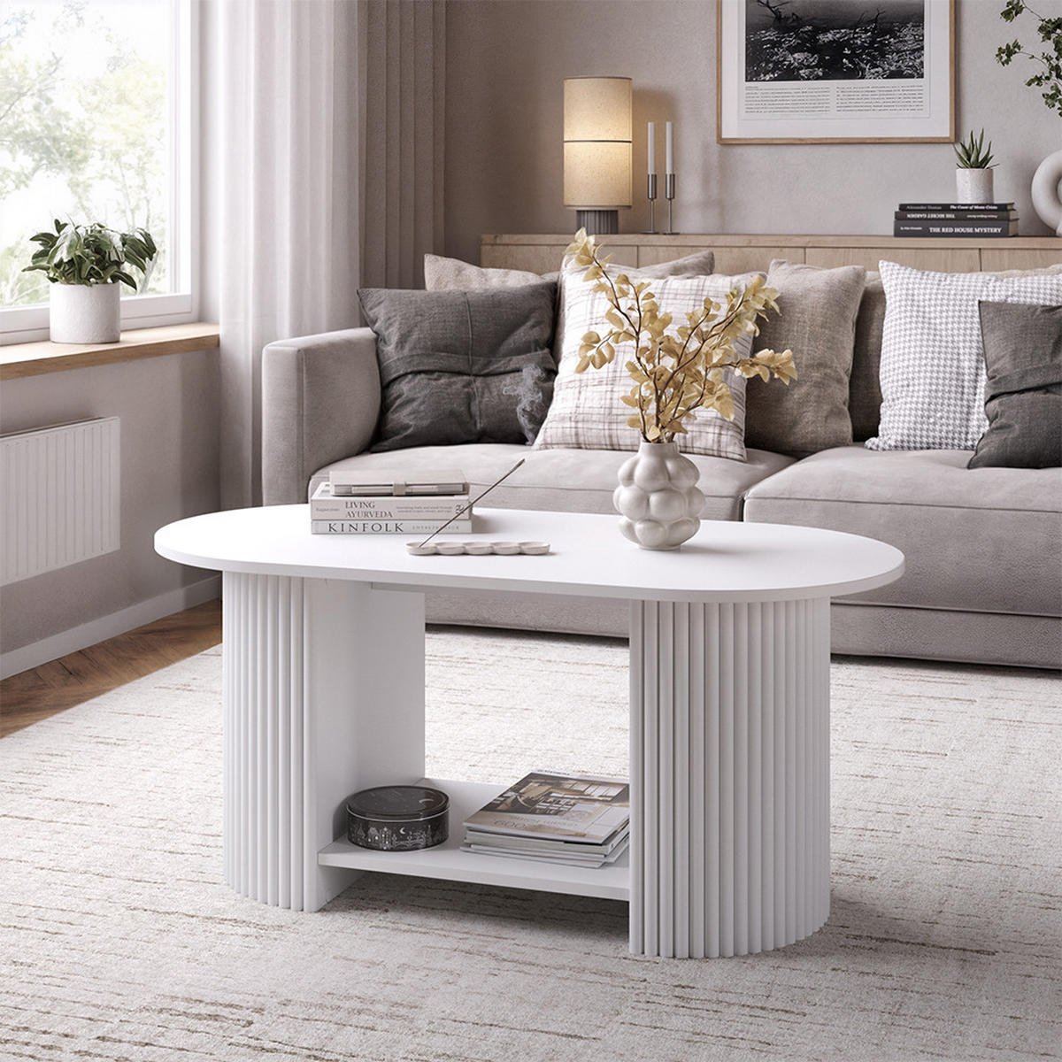 COUCHTISCH Calero, Weiß/Weiß, 100 x 50 cm - Weiß, Holzwerkstoff (50/100/45cm) - Vicco