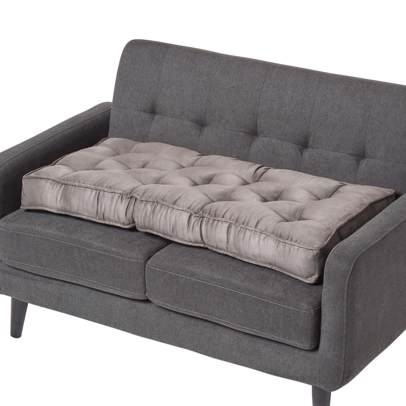 SITZAUFLAGE grau 100/48/10 cm – Sofa-Sitzkissen, Velours - Grau, Textil (48/100/10cm) - Homescapes