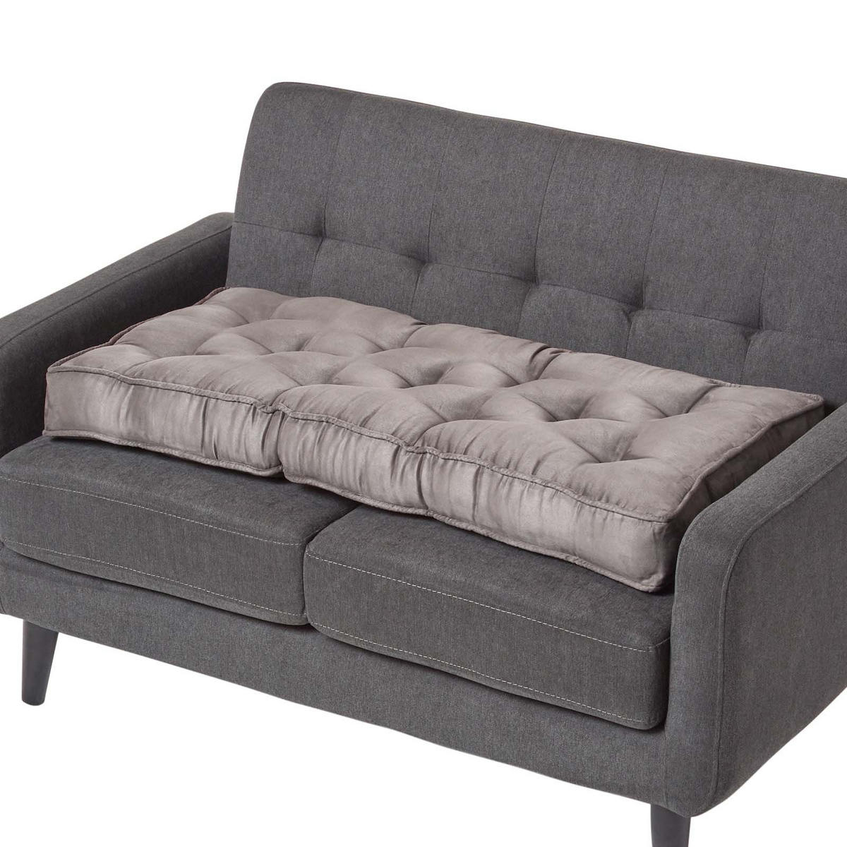 SITZAUFLAGE grau 100/48/10 cm – Sofa-Sitzkissen, Velours - Grau, Textil (48/100/10cm) - Homescapes