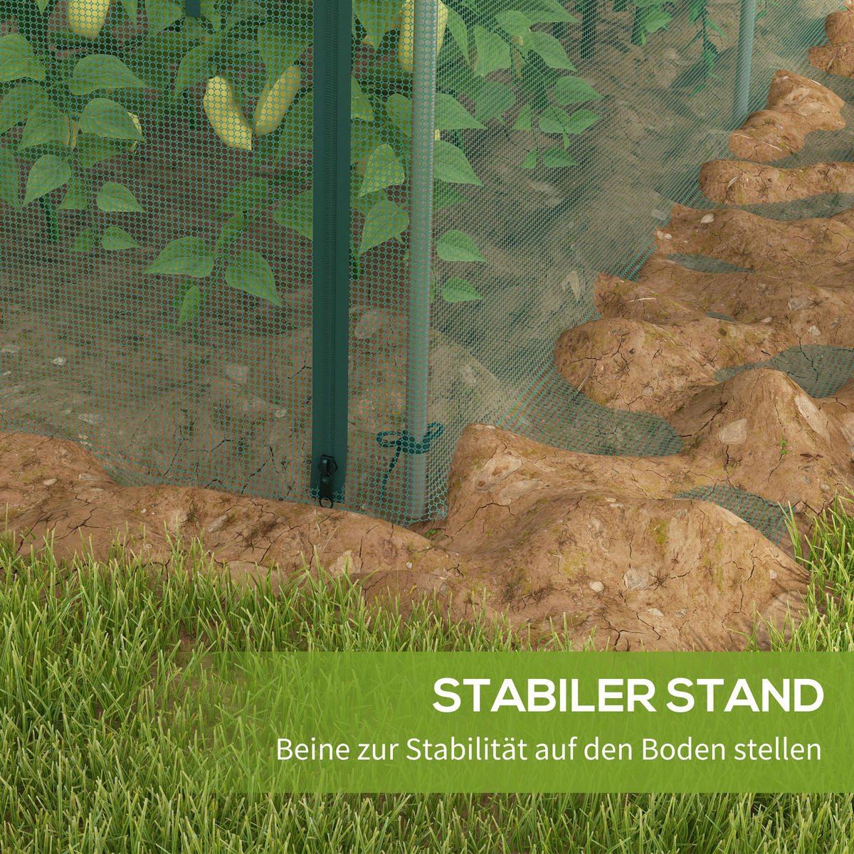 PFLANZENSCHUTZZELT mit Reißverschlusstür, für Garten, Balkon, Stahl, Grün - Grün, Metall (373/62.5/125cm) - Outsunny