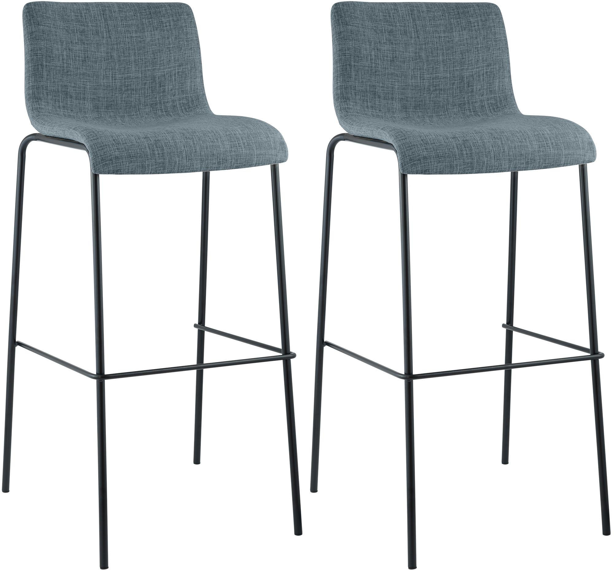 BARHOCKER 2er Set Stoff blau - Blau/Schwarz, Textil/Metall (43/100/48cm) - CLP