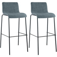 BARHOCKER 2er Set Stoff blau - Blau/Schwarz, Textil/Metall (43/100/48cm) - CLP