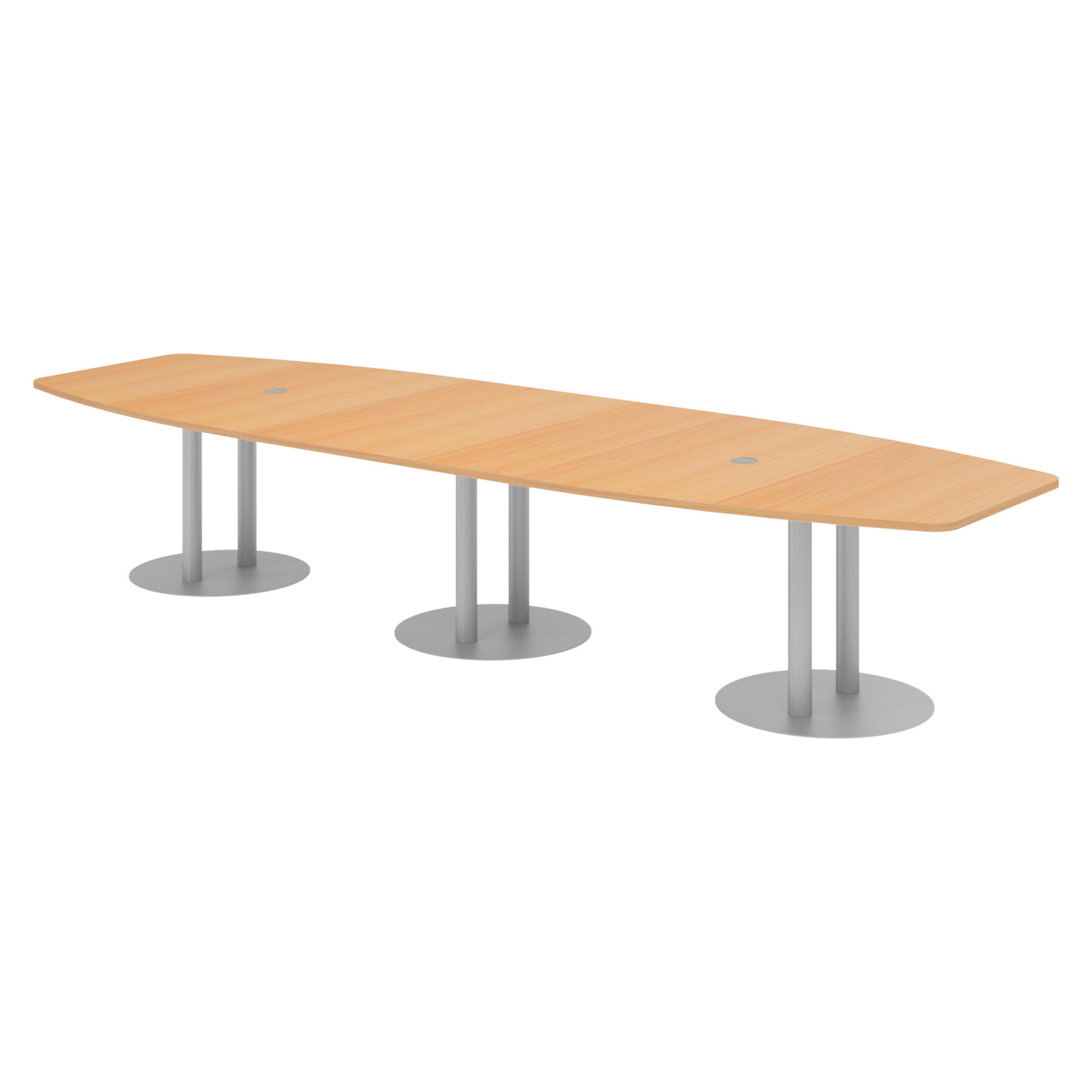 KONFERENZTISCH groß KT40 130/400/74 cm in Buchefarben/Säule in Silberfarben - Buchefarben/Silberfarben, Holzwerkstoff (130/400/74cm) - bümö