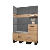 GARDEROBEN-SET 196/126/45,6 - Schwarz/Eiche Artisan, Holz/Kunststoff (126/196/45.6cm) - Abiks Möbel