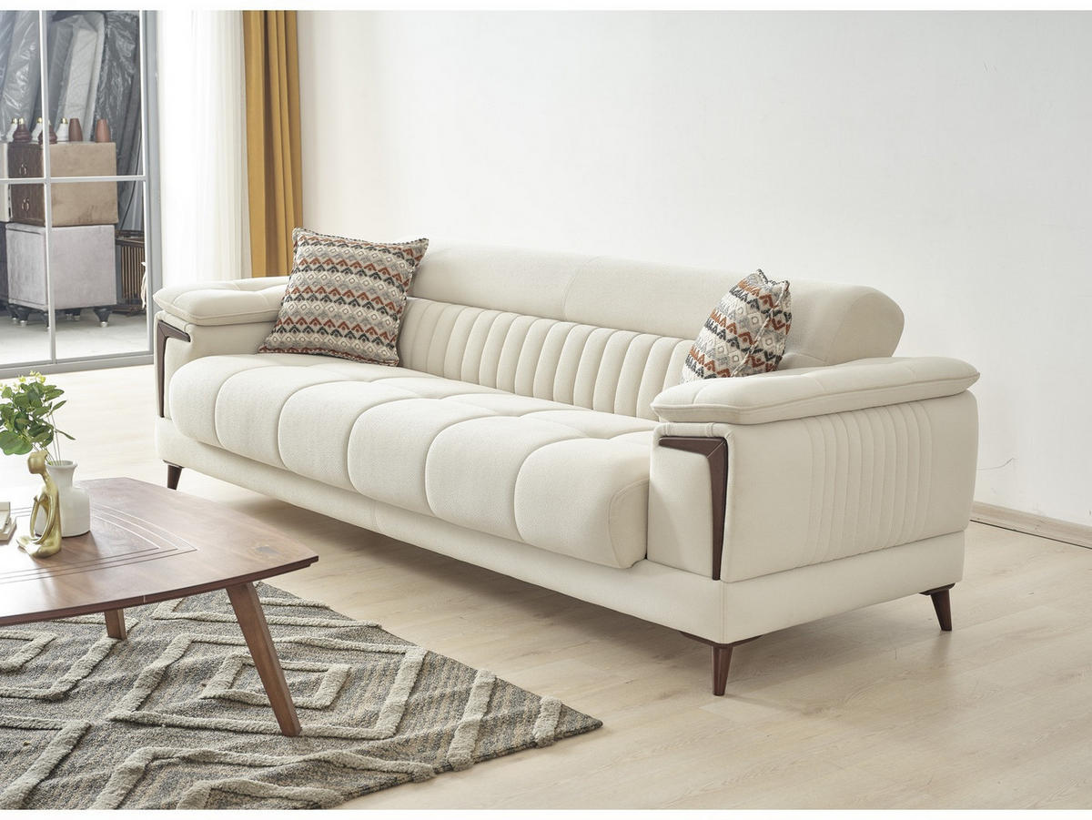 SITZGARNITUR Mendoza, Creme Stellvariante 3+3 - Bordeaux, Holz/Holzwerkstoff (240/80/95cm)
