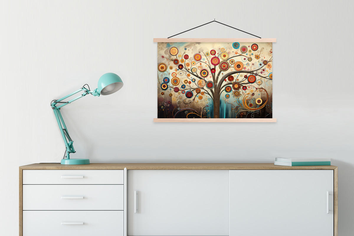 POSTER Baum - Baum des Lebens - Farbe 90x60 cm - Braun, Textil (90/60/0.15cm) - MuchoWow