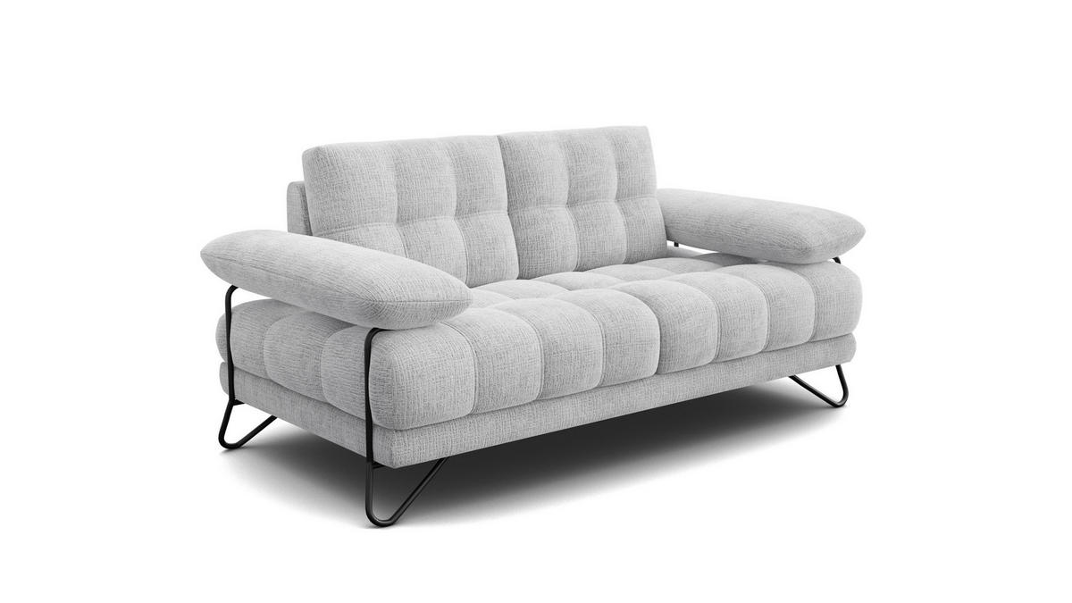 SOFA BUBBARA 2-Sitzer, hellgrau - Hellgrau/Schwarz, Holz/Textil (185/87/96cm) - Courtois Laville
