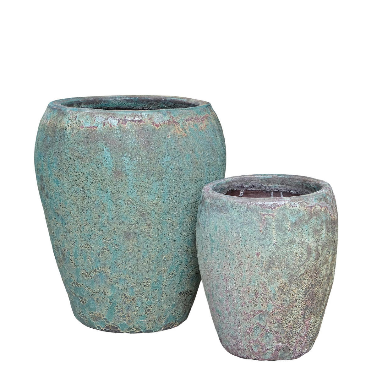 TOPF Nasser Grün 60/60/70cm 2er-Set - Grün, Keramik (70cm) - PTMD Collection