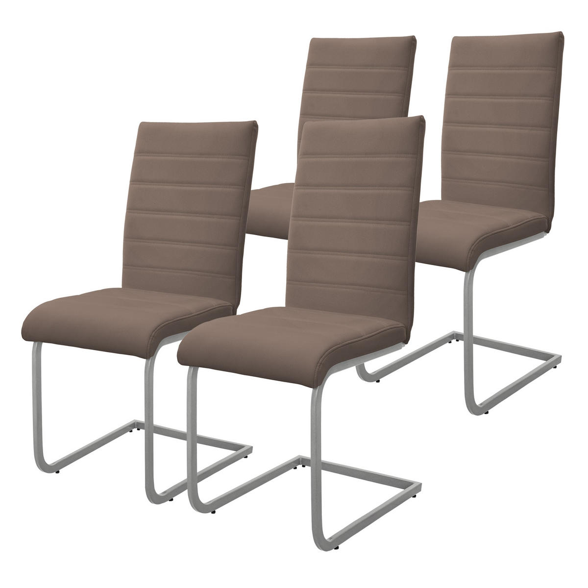 ESSZIMMERSTUHL braun 4er Set - Silberfarben/Braun, Metall (40/102/57cm) - ML-DESIGN