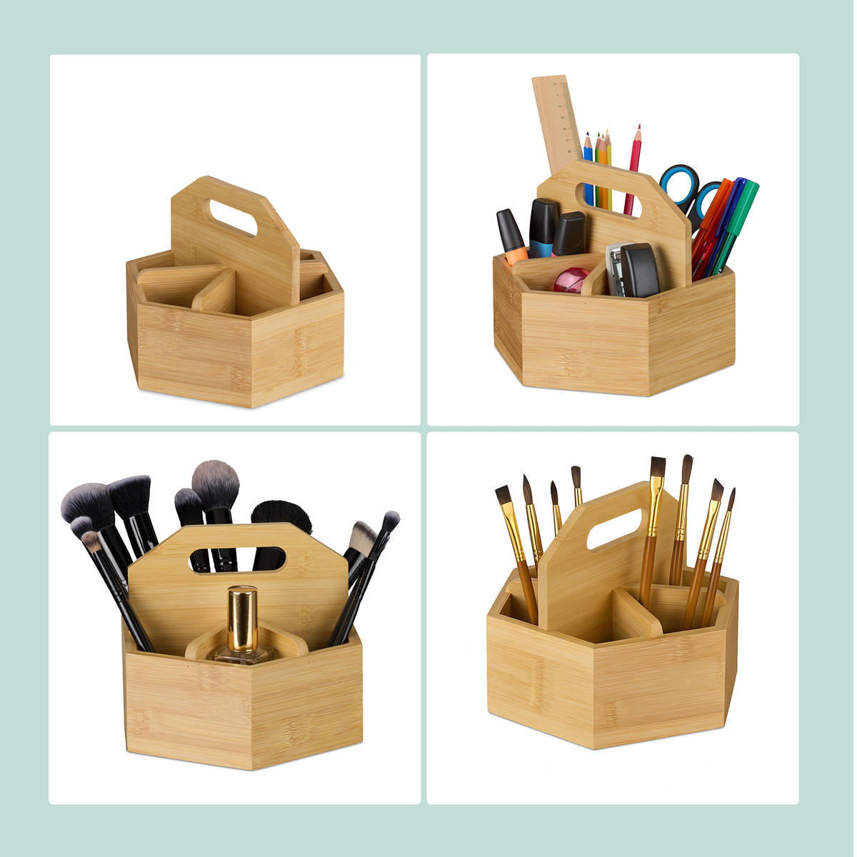 STIFTEHALTER - Hellbraun, Holz/Holzwerkstoff (17/15/19cm) - Relaxdays