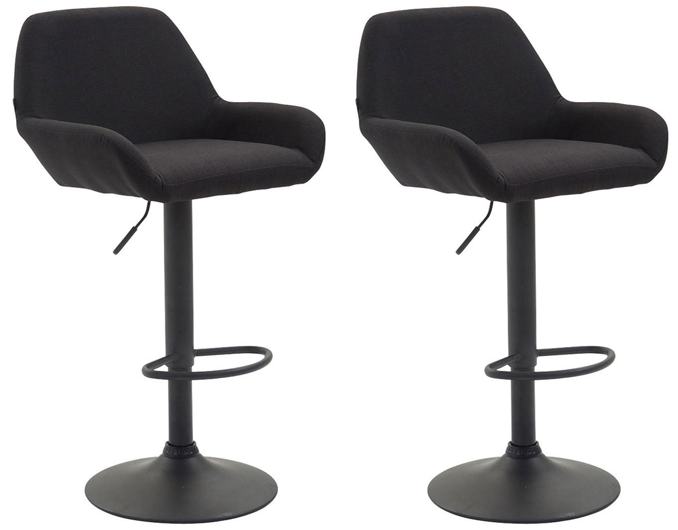 BARHOCKER 2er Set Stoff schwarz - Schwarz, Textil/Metall (51/89/52cm) - CLP