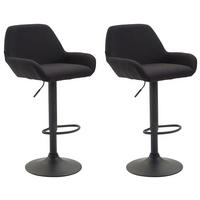 BARHOCKER 2er Set Stoff schwarz - Schwarz, Textil/Metall (51/89/52cm) - CLP