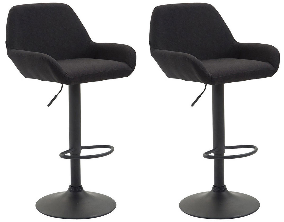 BARHOCKER 2er Set Stoff schwarz - Schwarz, Textil/Metall (51/89/52cm) - CLP