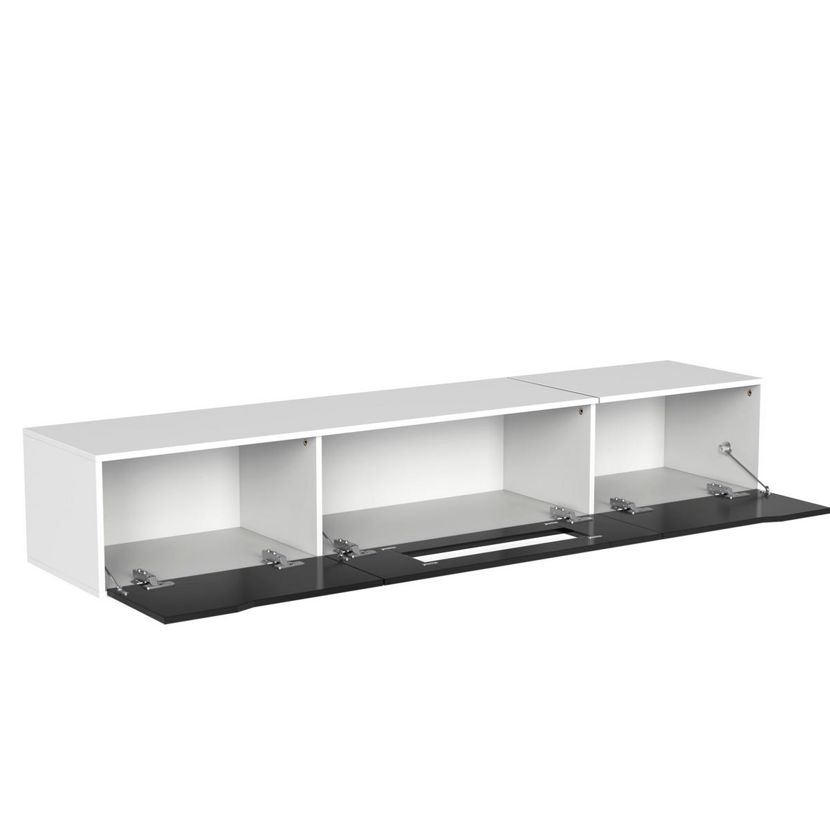 TV-SCHRANK aus Holzwerkstoff 180x35x30 cm Weiß/Schwarz mit LED-Beleuchtung und geriffelten Türen - Schwarz, Holzwerkstoff (180/35/30cm) - Modfu