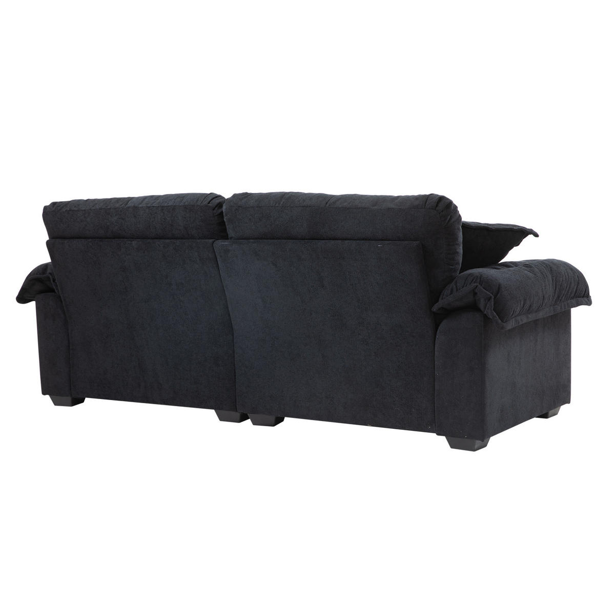 POHOVKA 214/89/93 cm černá z chenille s hlubokým sedem a dvouvrstvými polštáři - černá, textil (90.1/87.6/213.4cm) - OKWISH