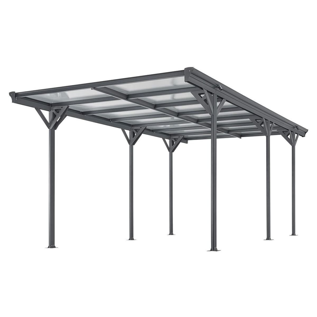 CARPORT mit Flachdach 5x3 m dunkelgrau - Dunkelgrau, Metall (305/230/503cm) - Juskys