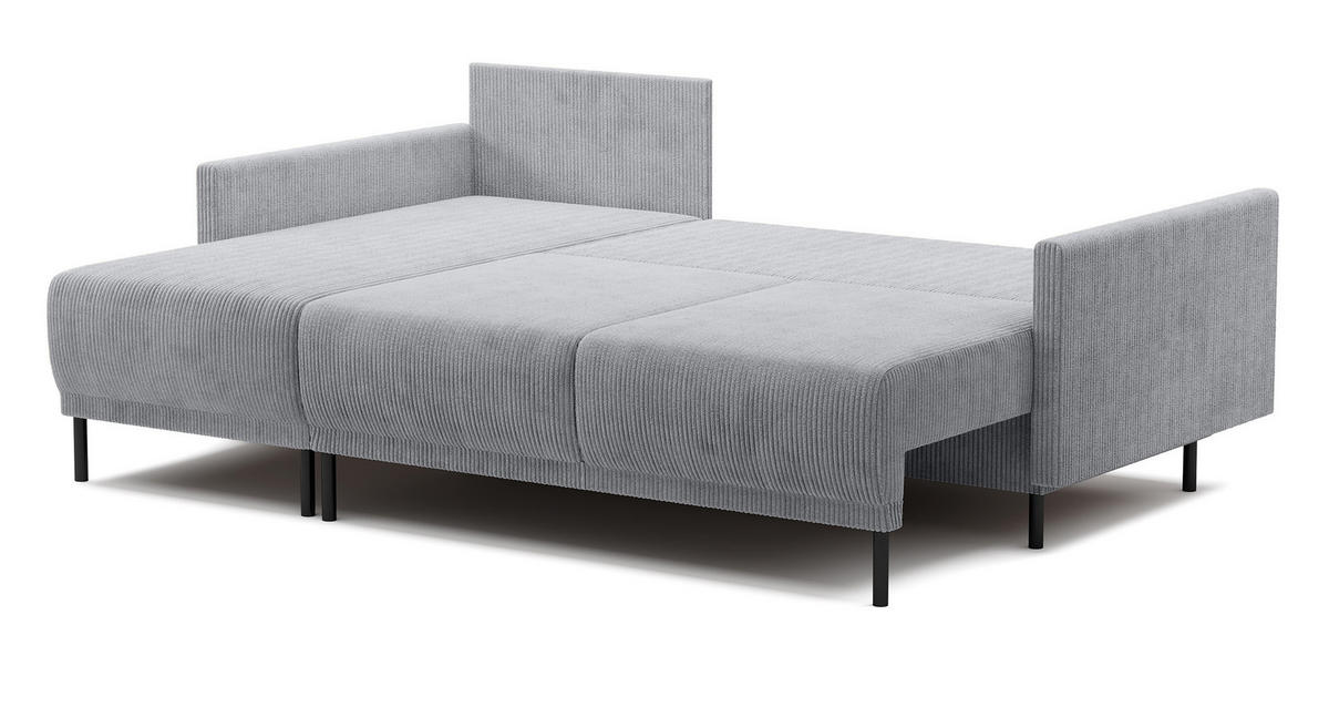 ECKSOFA Hamiel Hellgrau Cordbezug - Hellgrau/Schwarz, Holz/Textil (212/142cm) - Selsey