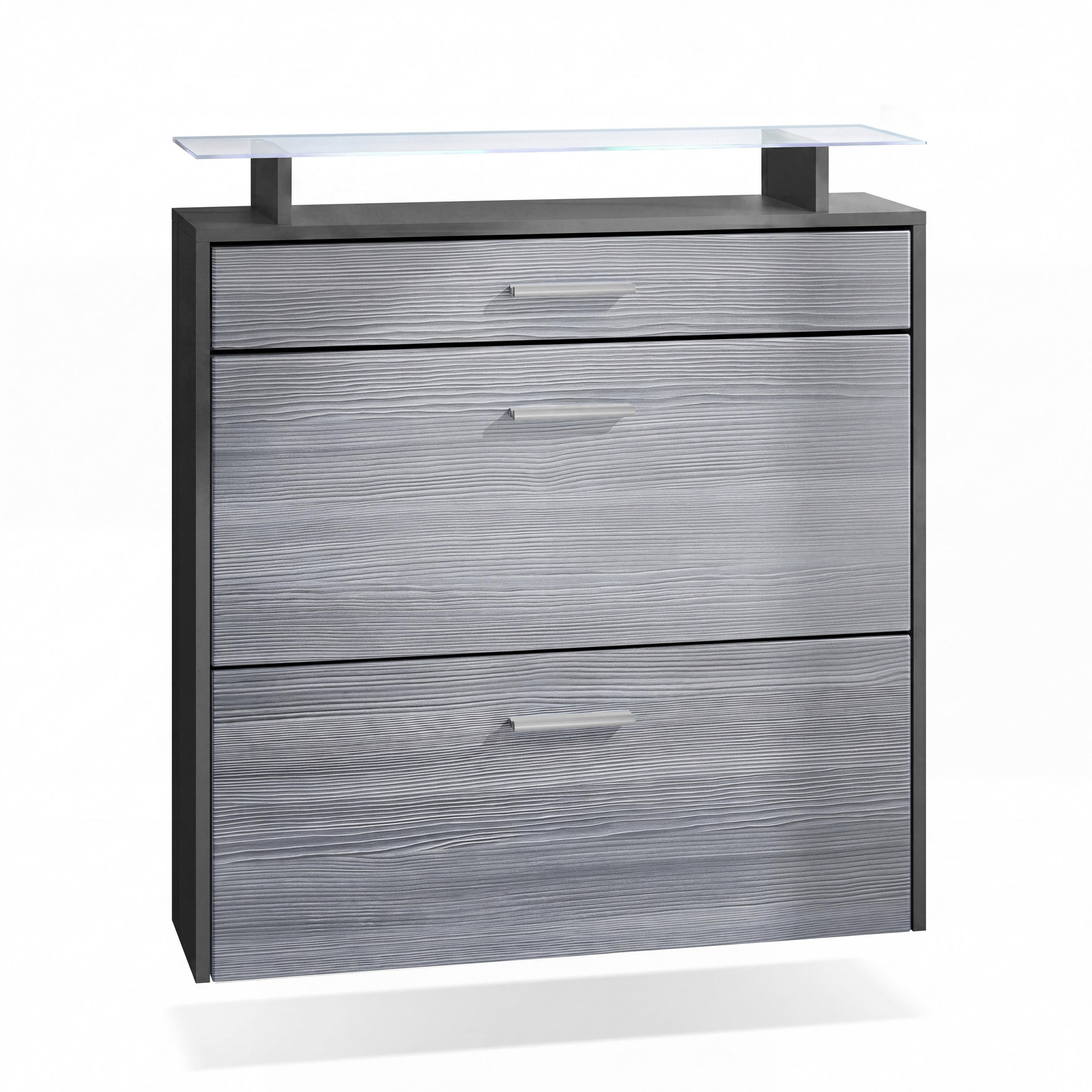 SCHUHSCHRANK Malea Fronten in Avola-Anthrazit - Anthrazit, Holzwerkstoff (89/96/23cm) - Vladon
