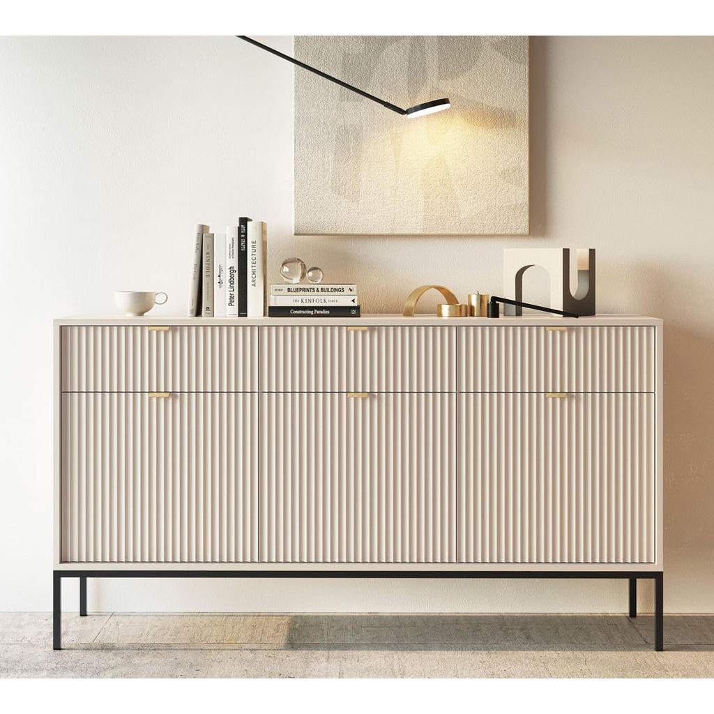 Thumbnail - Feldmann-Wohnen Sideboard, Kaschmir, Holz, 6 Fächer, 3 Schubladen, Rechteckig, 154x83x39 cm, Wohnzimmer, Kommoden & Side...