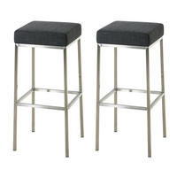 BARHOCKER 2er Set Bidan Stoff Dunkelgrau - Dunkelgrau, Textil (37/80/37cm) - DELUKE