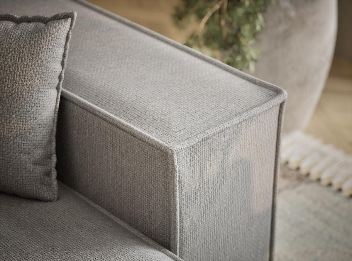 ECKSOFA MIT SCHLAFFUNKTION Moyo Hellgrau Webstoff - Hellgrau/Schwarz, Holz/Holzwerkstoff (255/148cm) - Maison de Reve