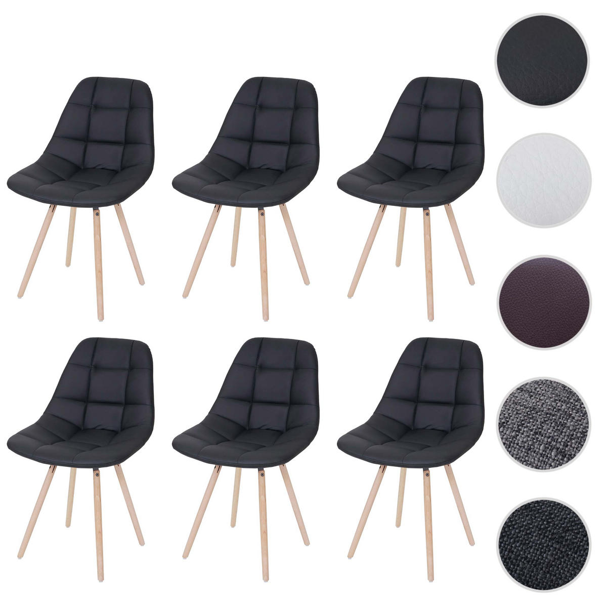 ESSZIMMERSTUHL I Schwarz 6er-Set - Schwarz, Textil (47/82/53cm) - MCW